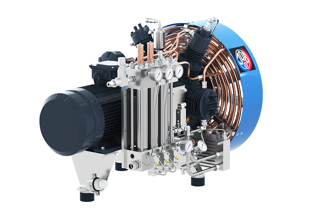 SVB450/250 Compressor Unit AIR COOLED LUBRICATED 4 STAGES 4 CYL  27 m3/hr @ 250 bar 11 kW 1500RPM