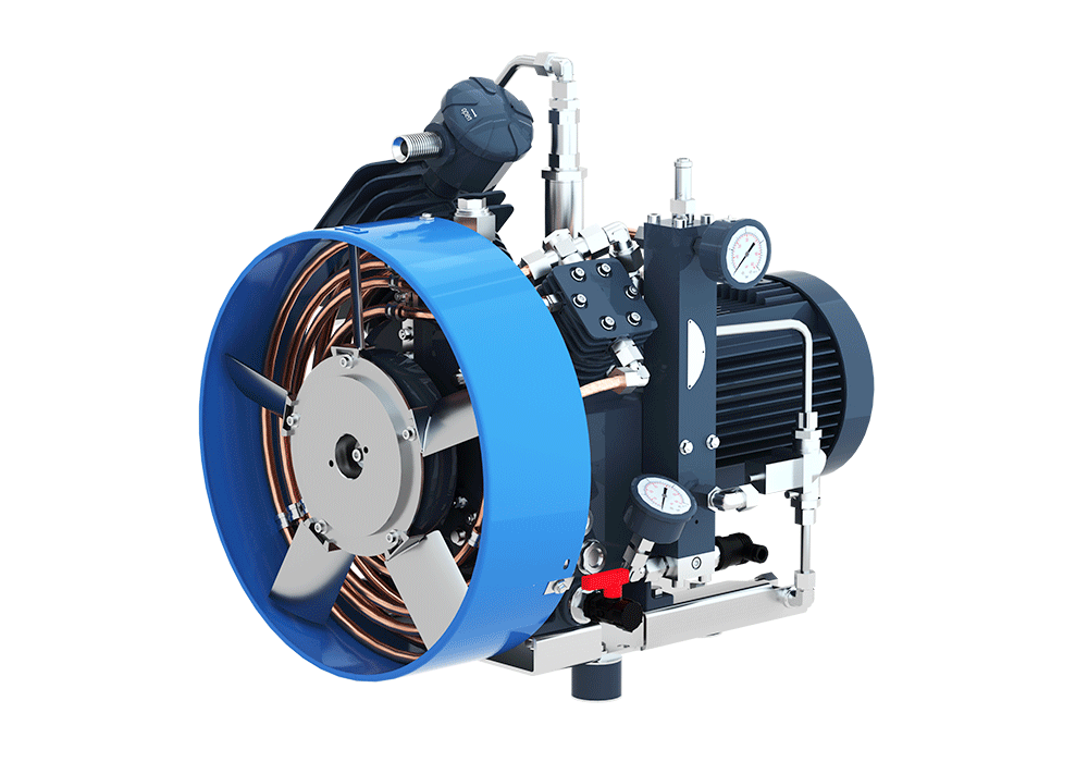 SV125/40He Compressor Unit AIR COOLED LUBRICATED 2 STAGES 2 CYL 7.5 m3/hr @ 40 bar  3 kW 1000RPM
