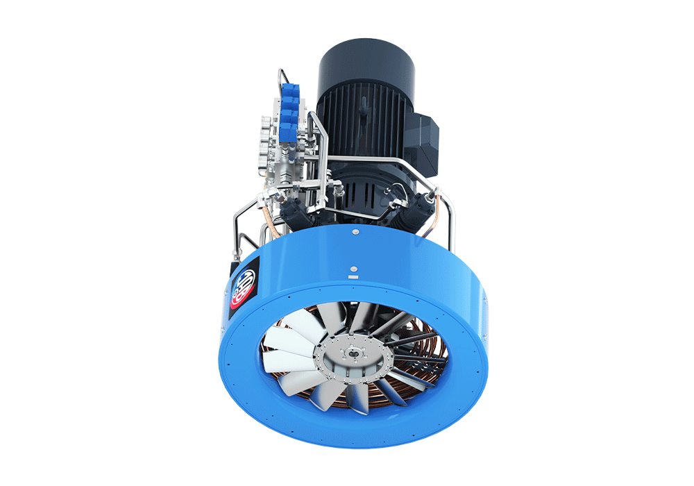 SV1100/350He Compressor Unit AIR COOLED LUBRICATED 4 STAGES 4 CYL 65 m3/hr @ 350 bar  30 kW 1500RPM