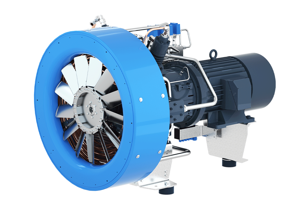 SV1100/350He Compressor Unit AIR COOLED LUBRICATED 4 STAGES 4 CYL 65 m3/hr @ 350 bar  30 kW 1500RPM