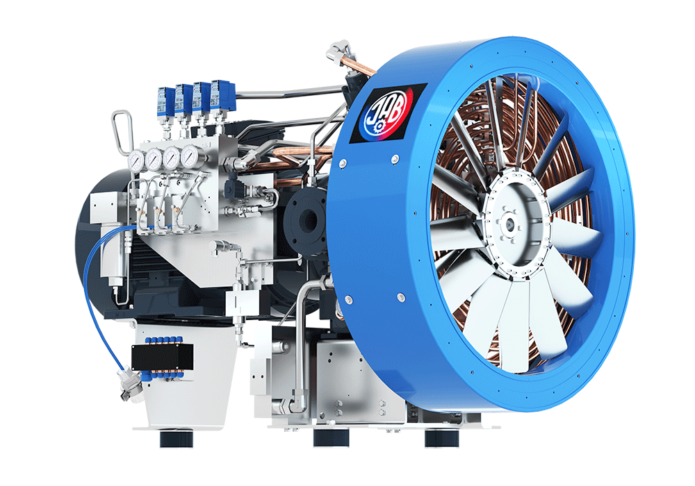 V200/300NG8 Unidad de Compresion lubricada por aceite y refrigerada por aire 4 etapa 4 cil 8 bar succion 206 m3/hr @ 300 bar  44 kW 1500RPM